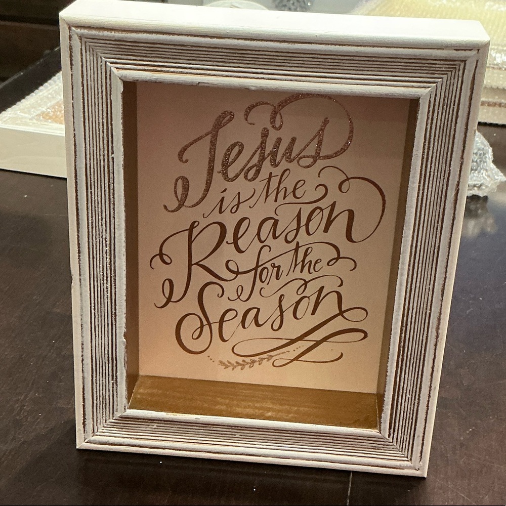 Rustic Gold and Ivory Christmas Frame with saying by Primitives by Kathy